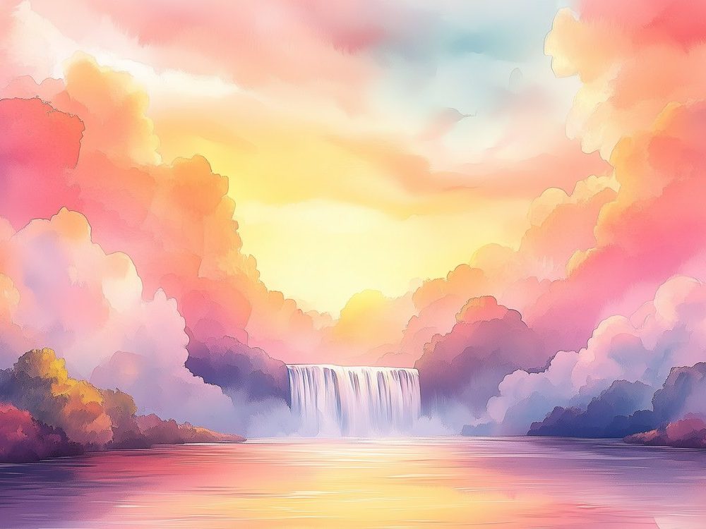 Vredig Berglandschap met Waterval behang