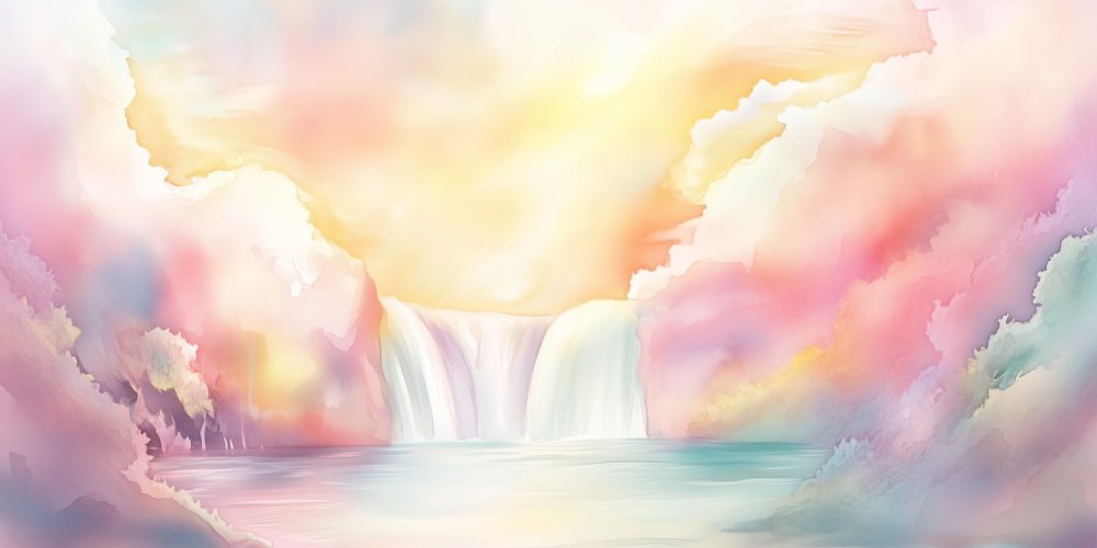 Vredige Waterval Waterverfschilderij behang