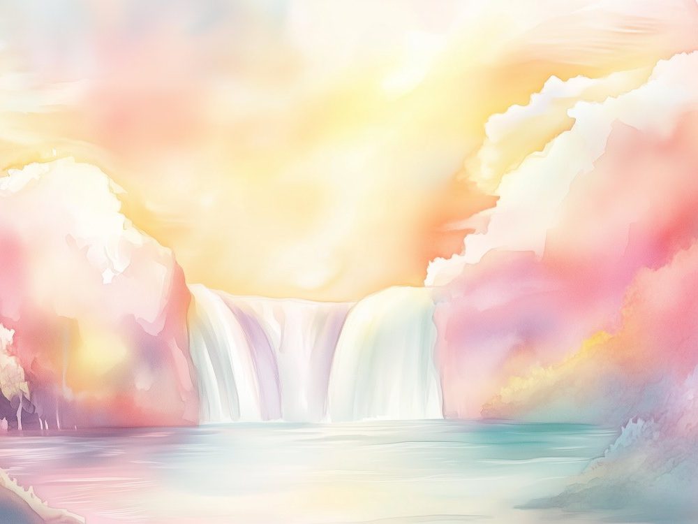 Vredige Waterval Waterverfschilderij behang