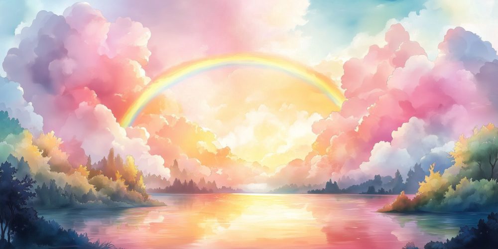 Dromerig Regenbooglandschap behang