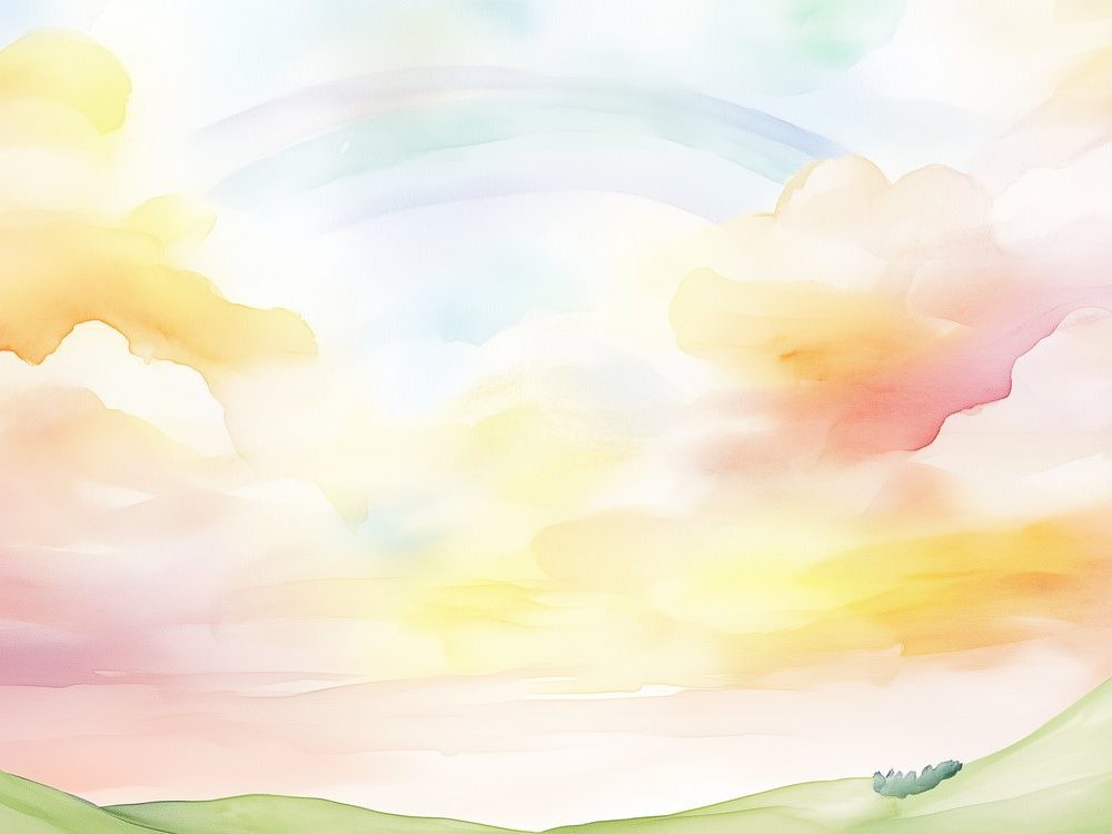 Zachte watercolor landschapsschilderij behang