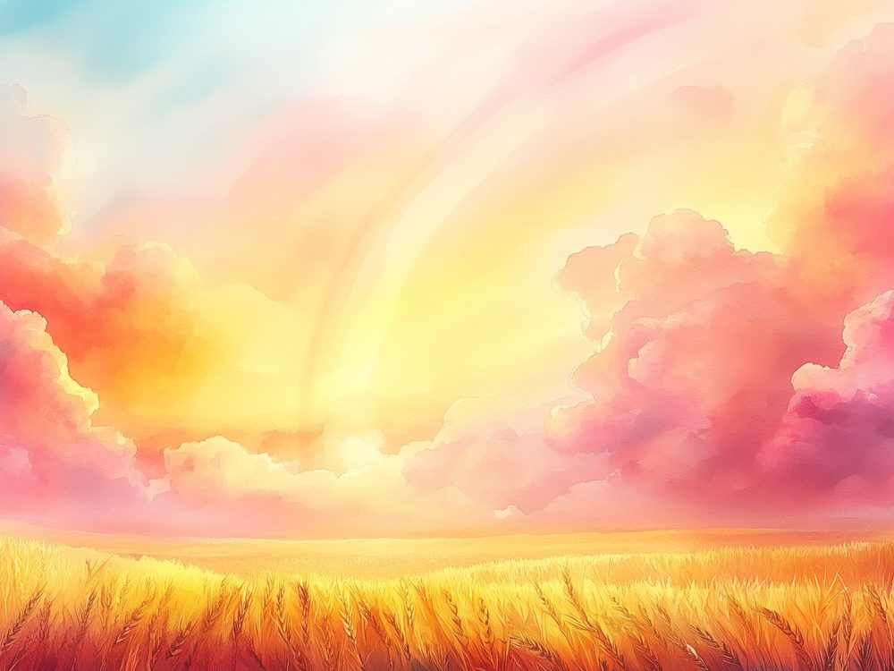 Gouden Zonsondergang Landschapsschilderij behang