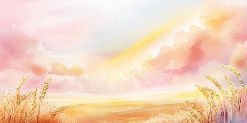 Vredig landschap met warme tinten behang