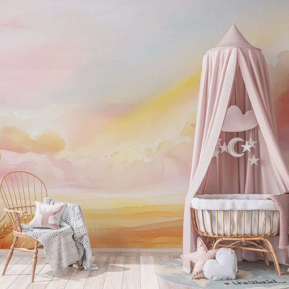 Alternative view of Vredig landschap met warme tinten behang