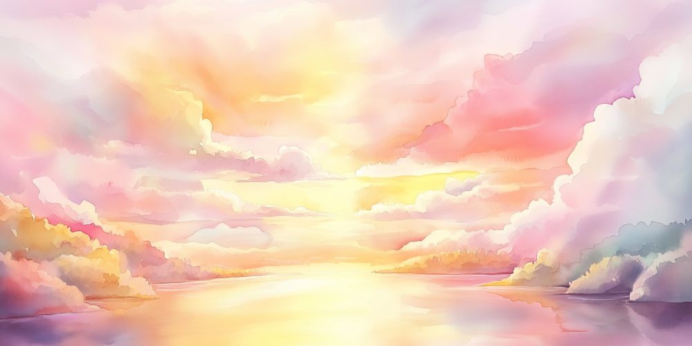 Dromerig watercolor landschapsschilderij behang