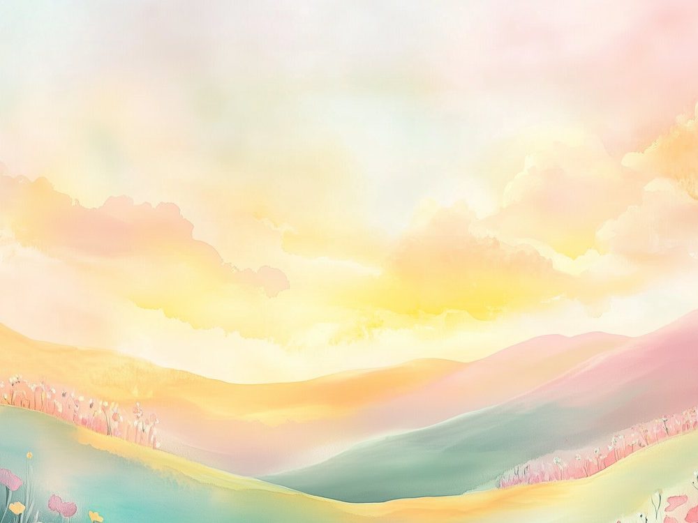 Kleurrijk Berglandschap met Bloemen behang