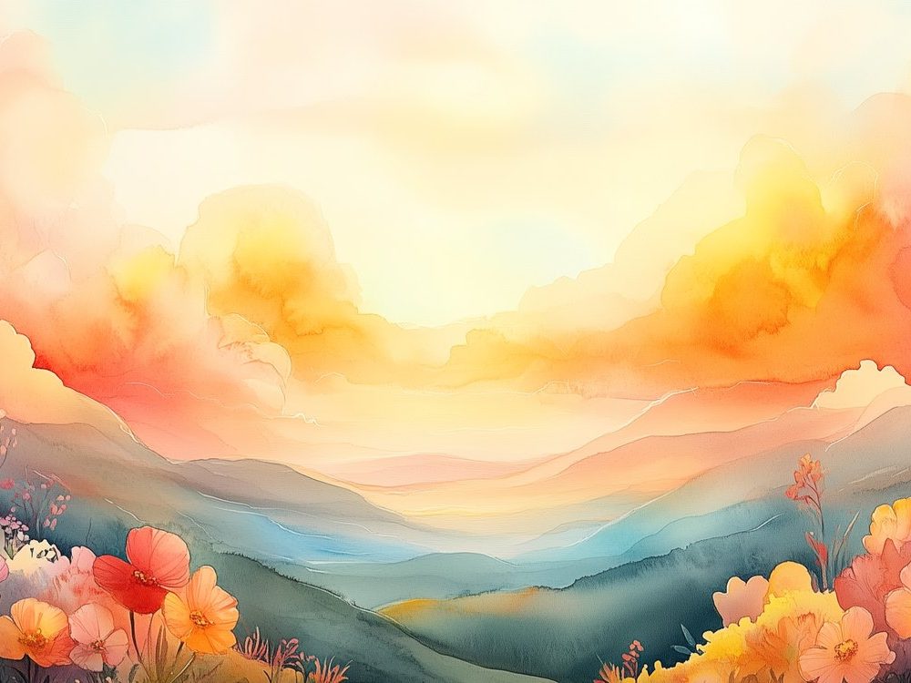 Levendig Berglandschap Waterverf behang