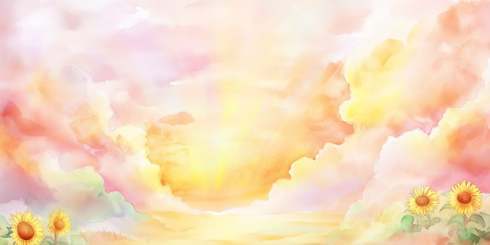 Zachte watercolor zonnebloemen behang