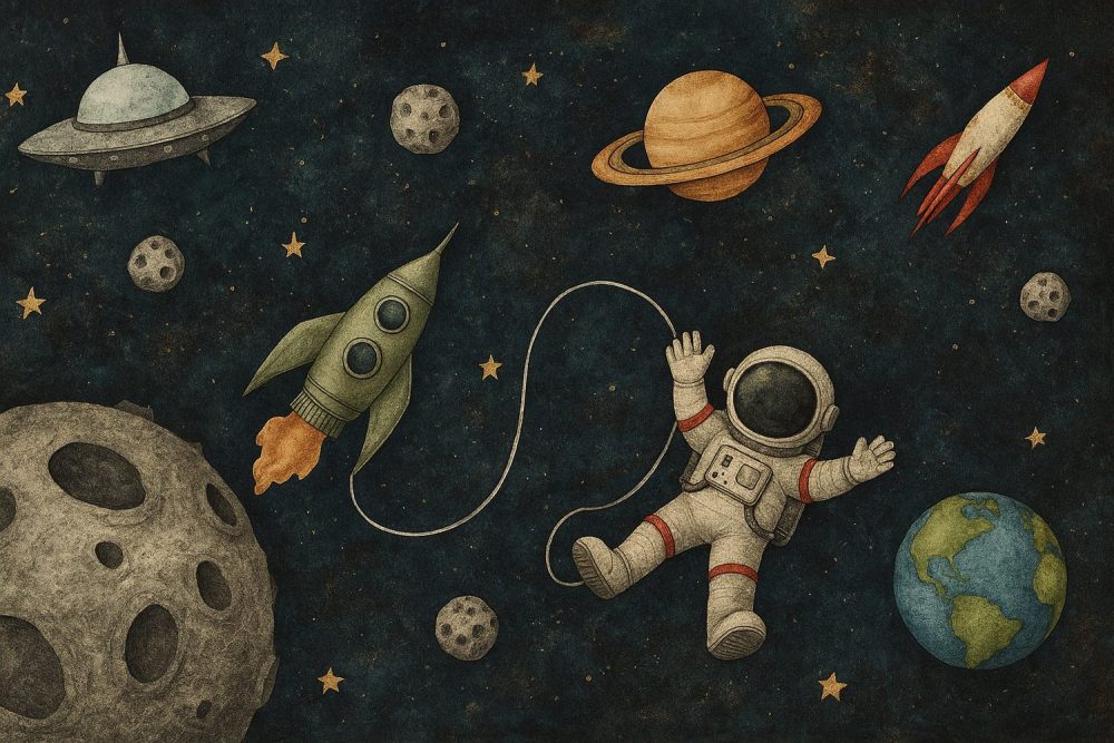 Vintage Ruimtevaart Avontuur behang