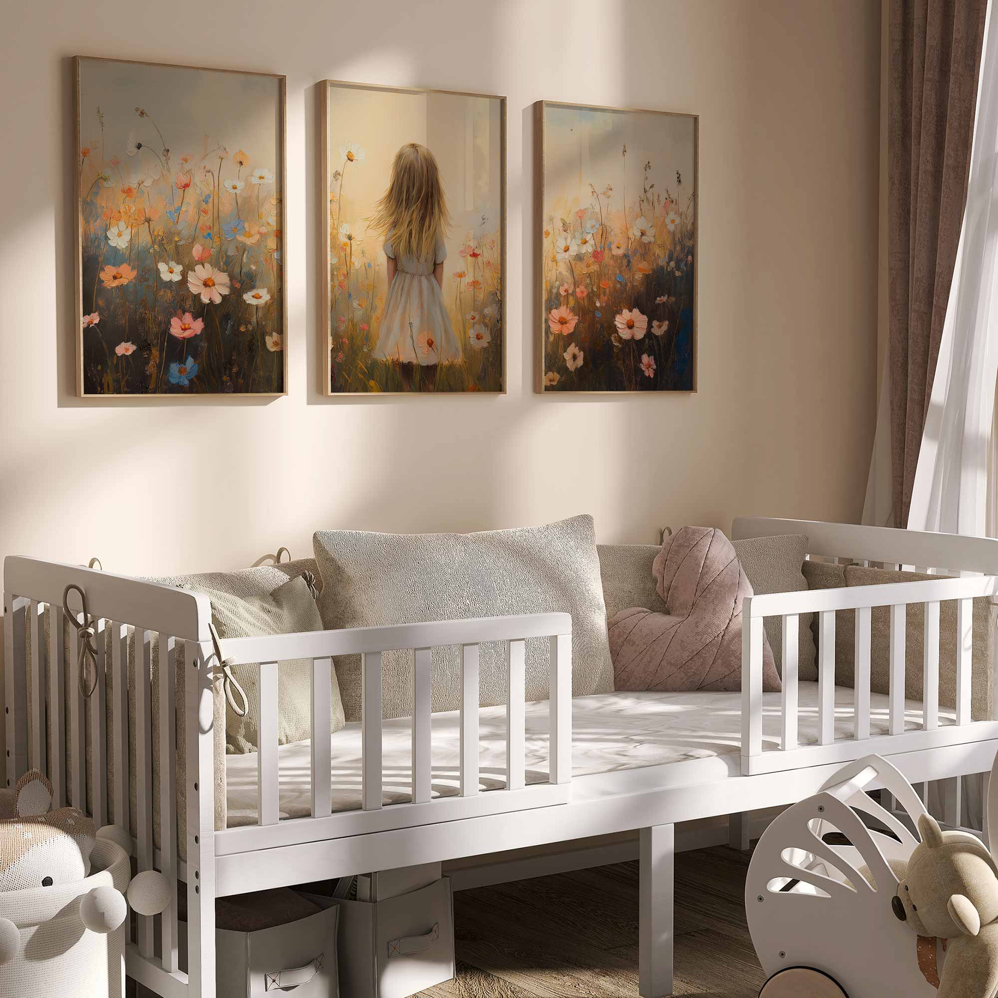 Zacht Pastel Meisje in Bloemenveld - Droomdecor - Afbeelding 3