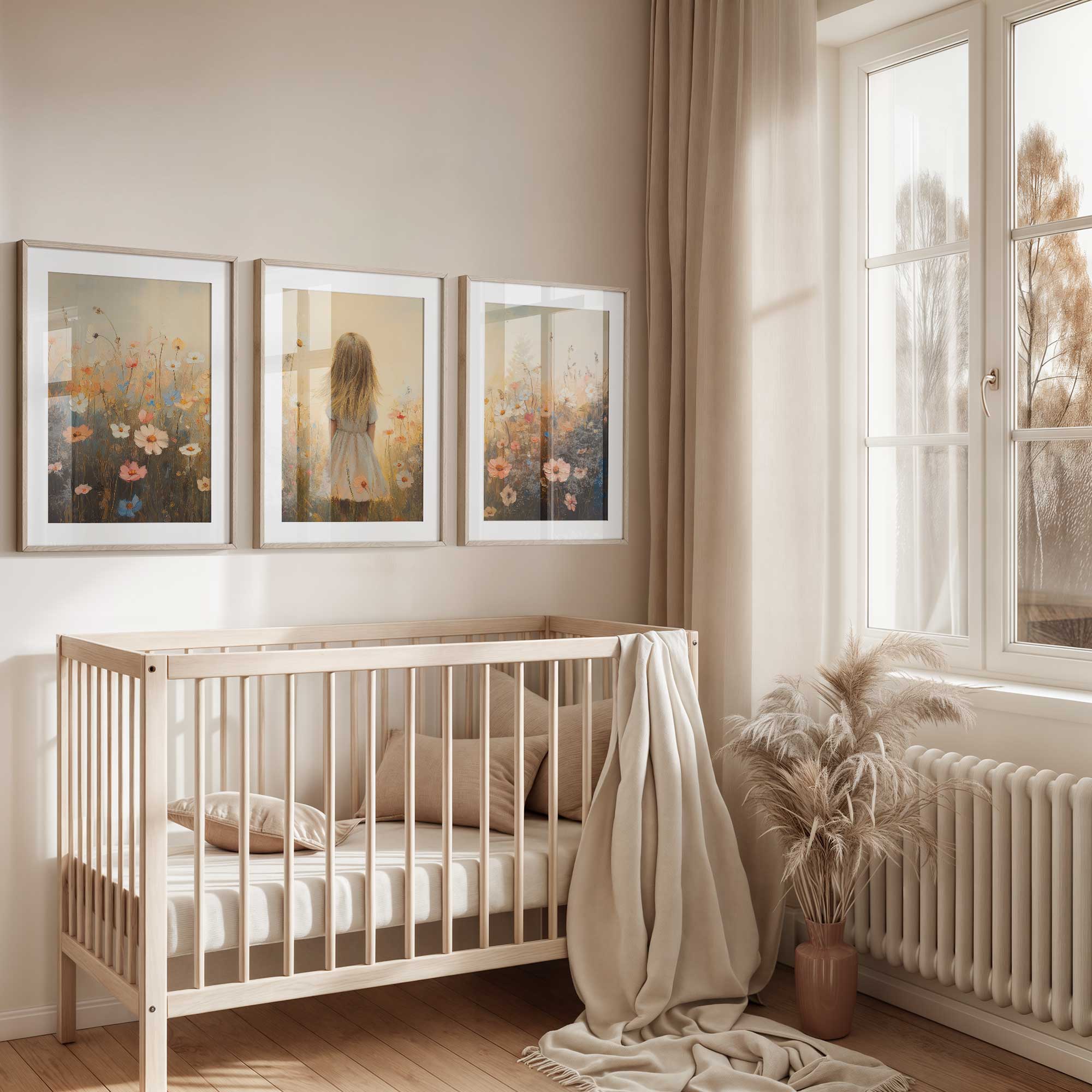 Zacht Pastel Meisje in Bloemenveld - Droomdecor - Afbeelding 5