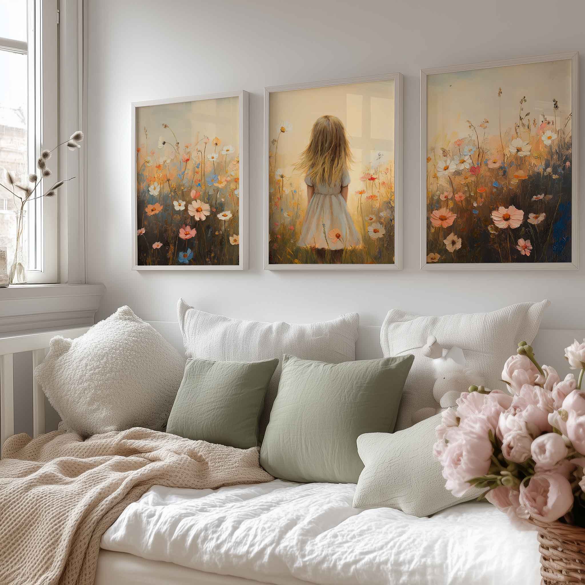 Zacht Pastel Meisje in Bloemenveld - Droomdecor - Afbeelding 13