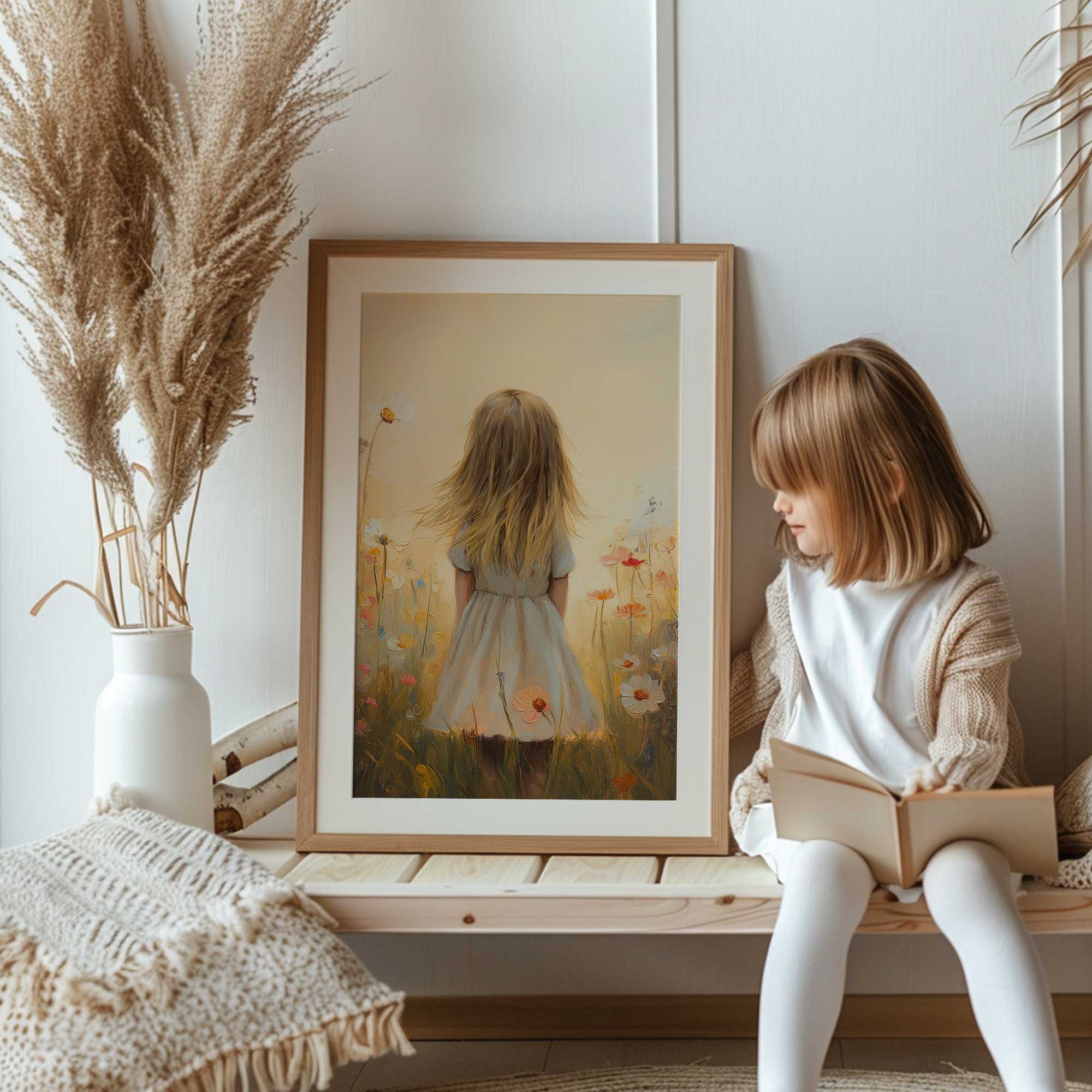 Zacht Pastel Meisje in Bloemenveld - Droomdecor - Afbeelding 10