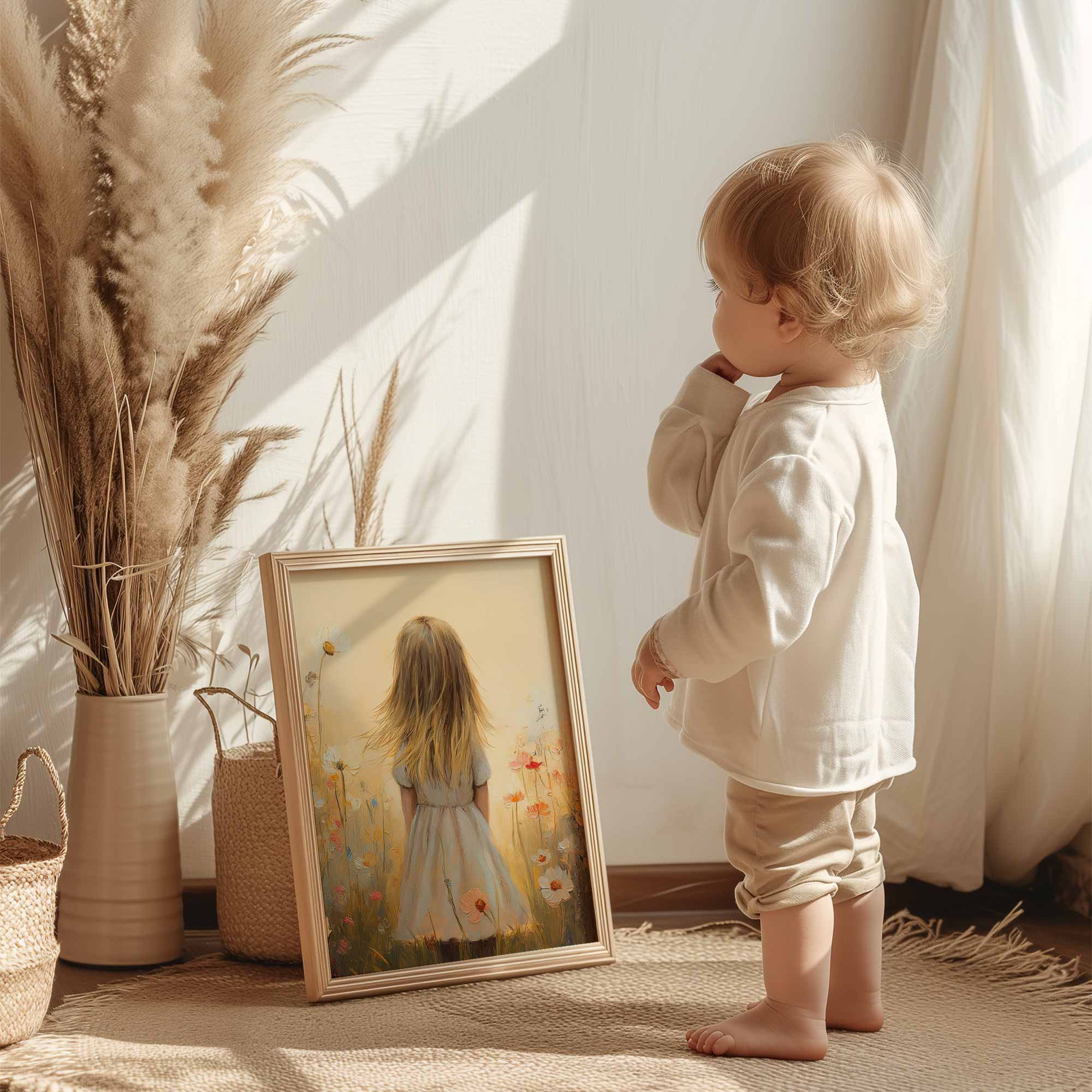 Zacht Pastel Meisje in Bloemenveld - Droomdecor - Afbeelding 12