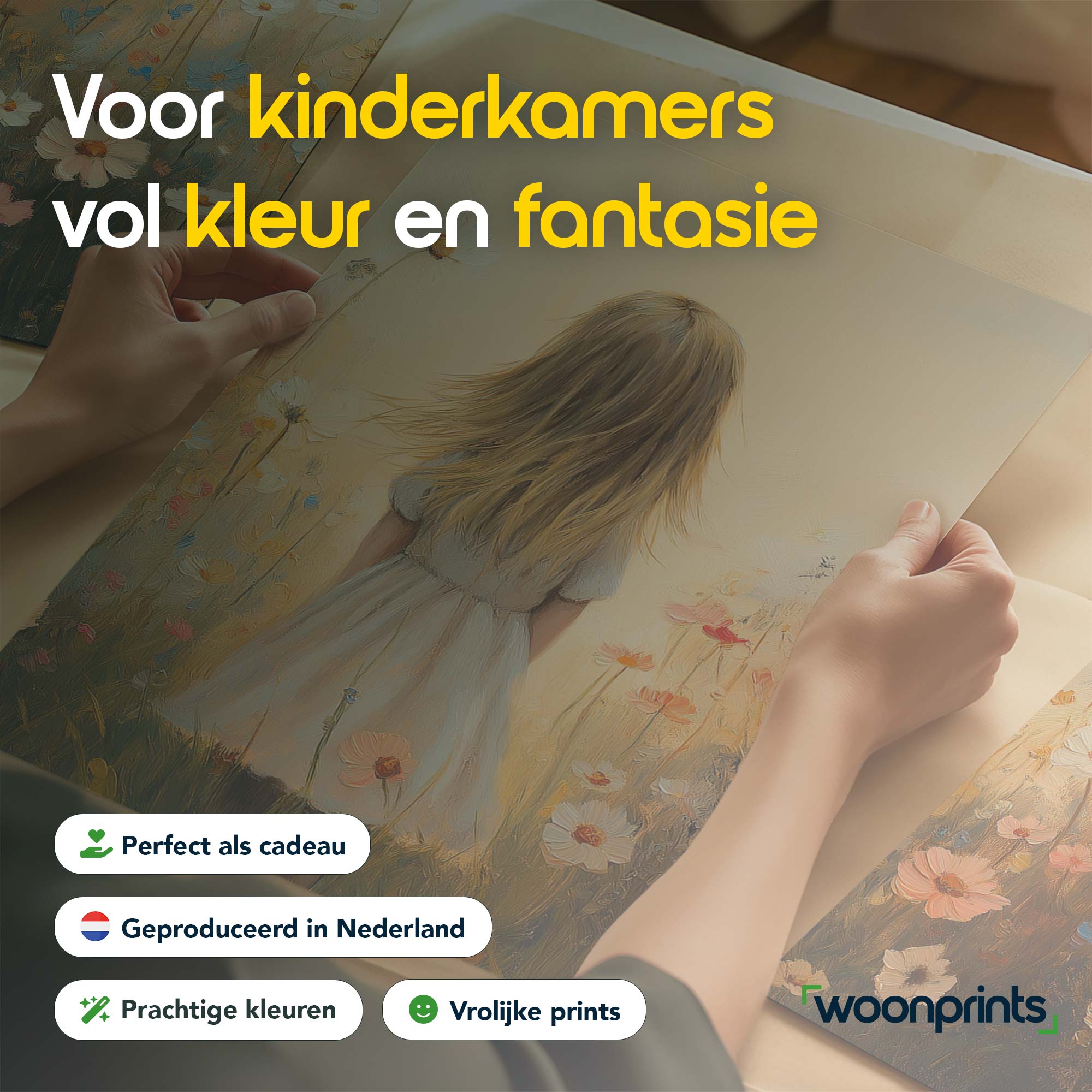 Zacht Pastel Meisje in Bloemenveld - Droomdecor - Afbeelding 4