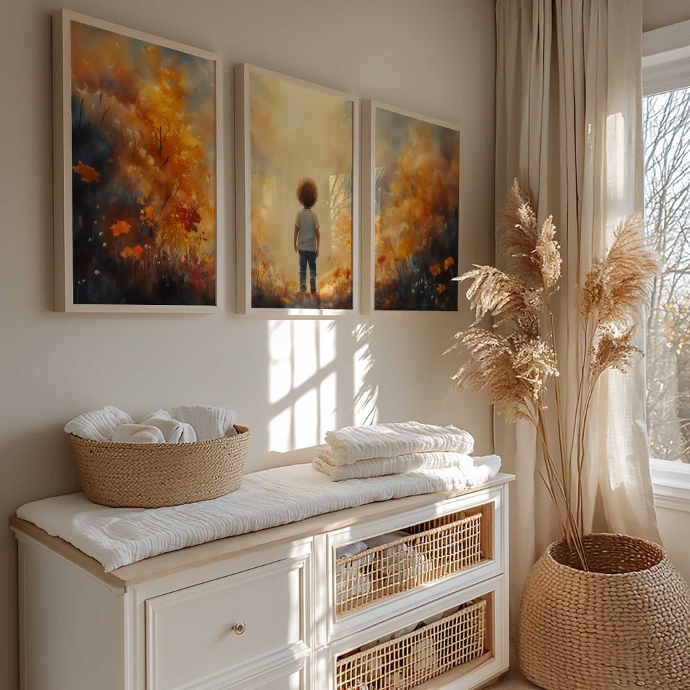 Alternative view of Dromerig Jongetje in Zee van Oranje Bloemen