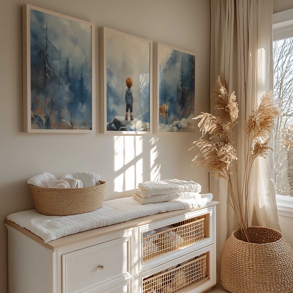 Alternative view of Jongen en Hert in Betoverend Winters Landschap