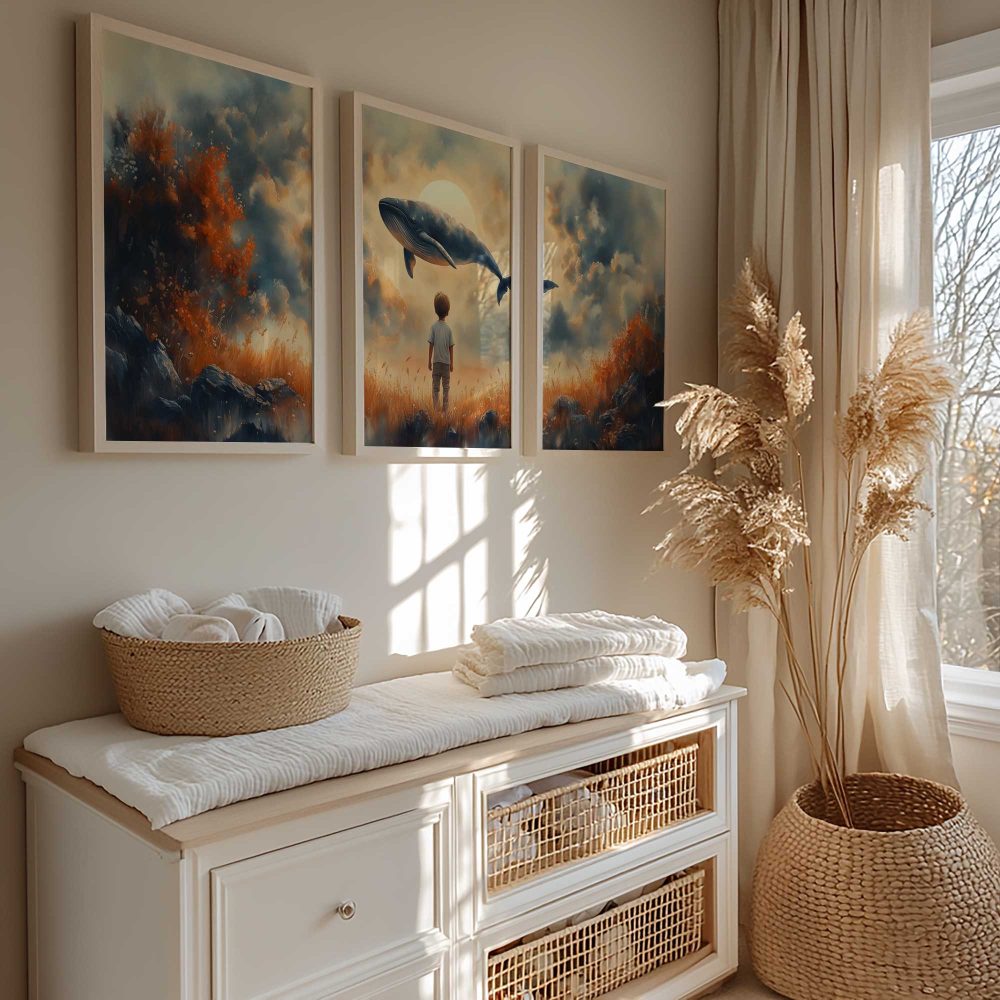 Alternative view of Dromerige Walvisvlucht boven Verwonderde Jongen