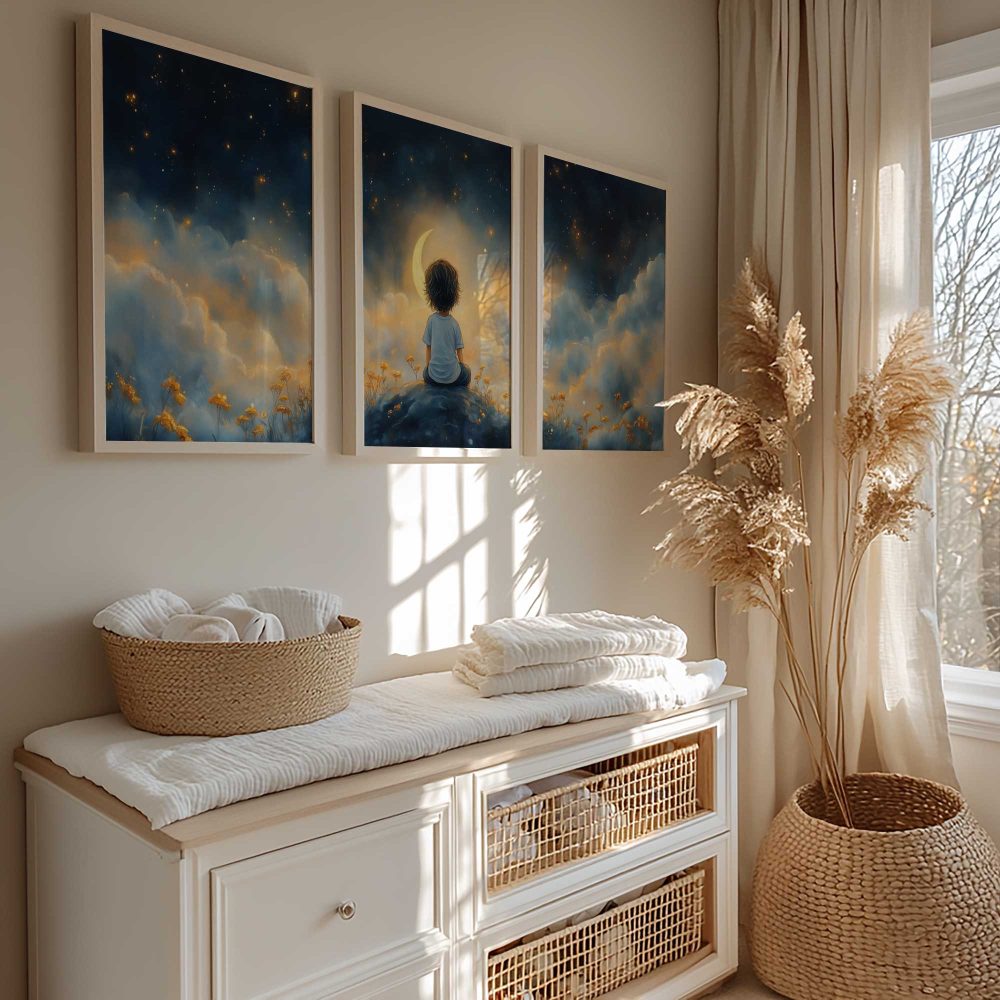 Alternative view of Dromerige Nachtlucht met Jongen op Rots