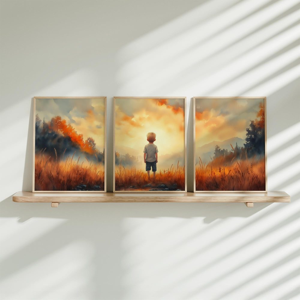 Dromerige Jongen in Gouden Grasveld