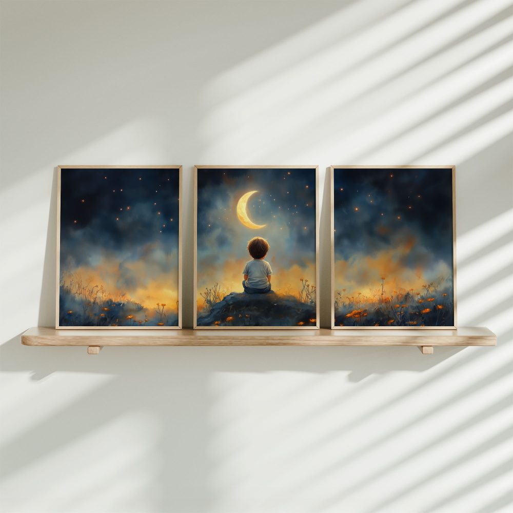 Starend naar de Sterrenhemel – Dromerige Nachtillustratie