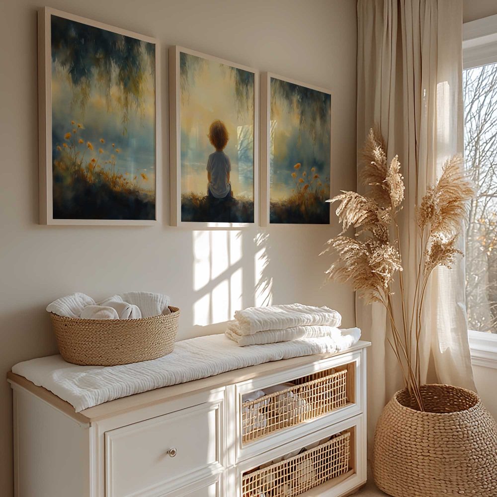 Alternative view of Dromerig Jongetje aan het Water - Zachte Waterverf Stijl