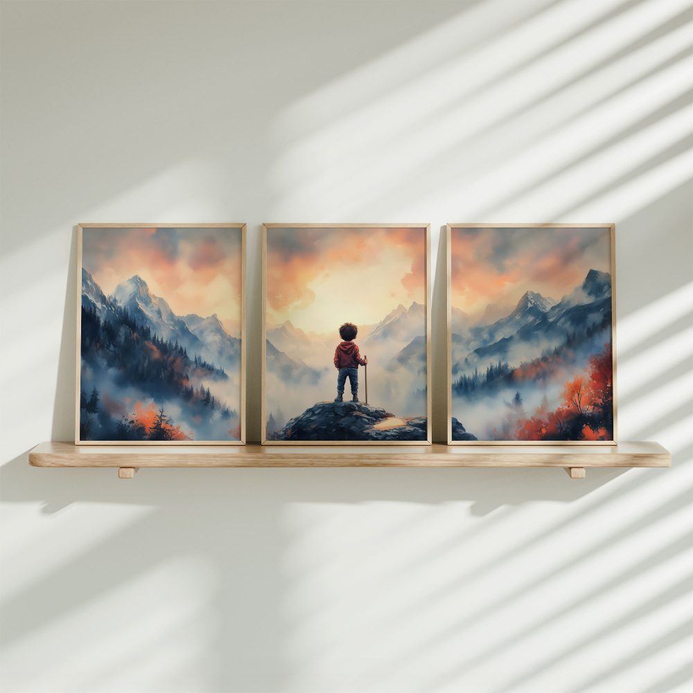 Jongen op ontdekking: berglandschap vol verwondering