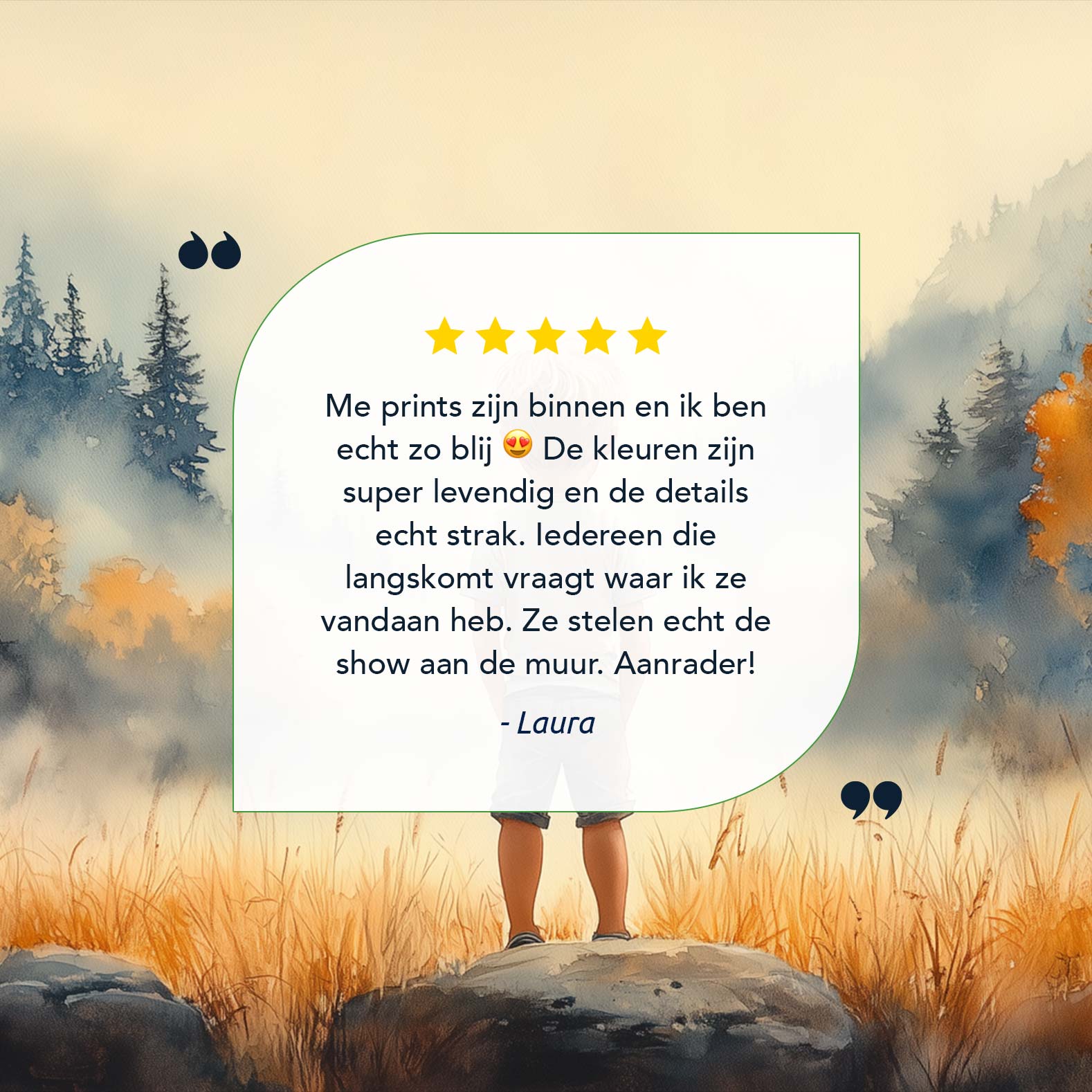 Jongen op de rots: Serene verwondering in het bos - Afbeelding 19