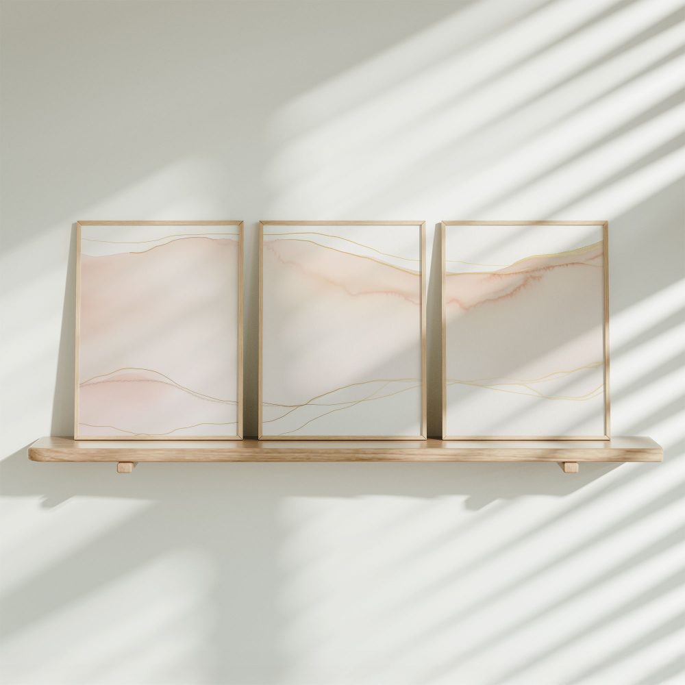 Zacht Pastel Watercolor Golf – Serene Wanddecoratie