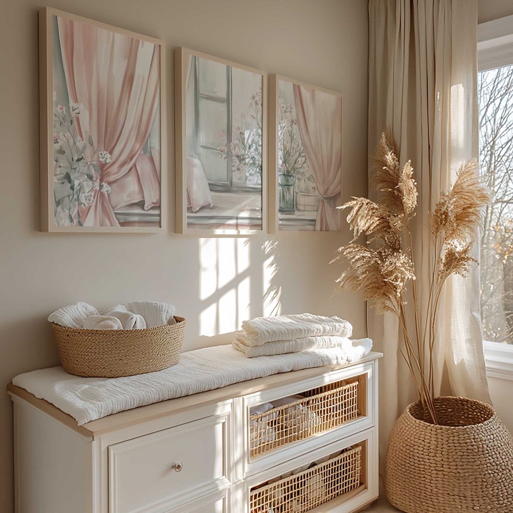 Alternative view of Zacht Roze Sereniteit: Bloemen en Boeken bij het Raam