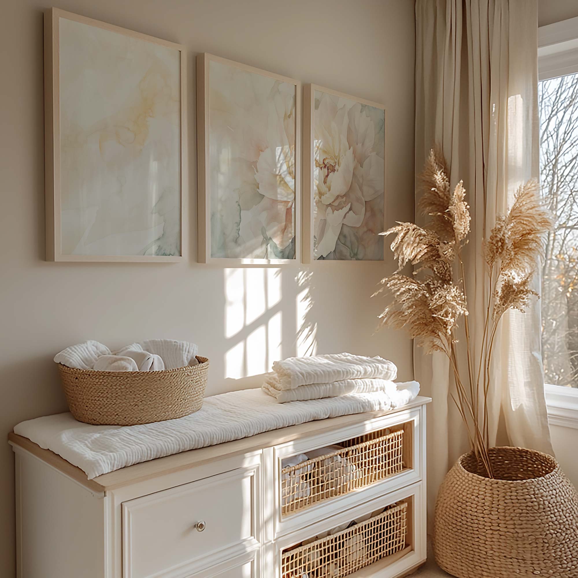 Elegante Witte Bloem – Serene Stijlvolle Wanddecoratie - Afbeelding 3