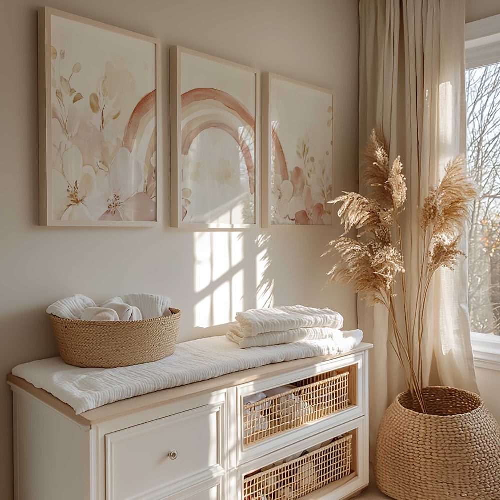 Alternative view of Magische Regenboog en Bloemen in Pastel Watercolor Stijl