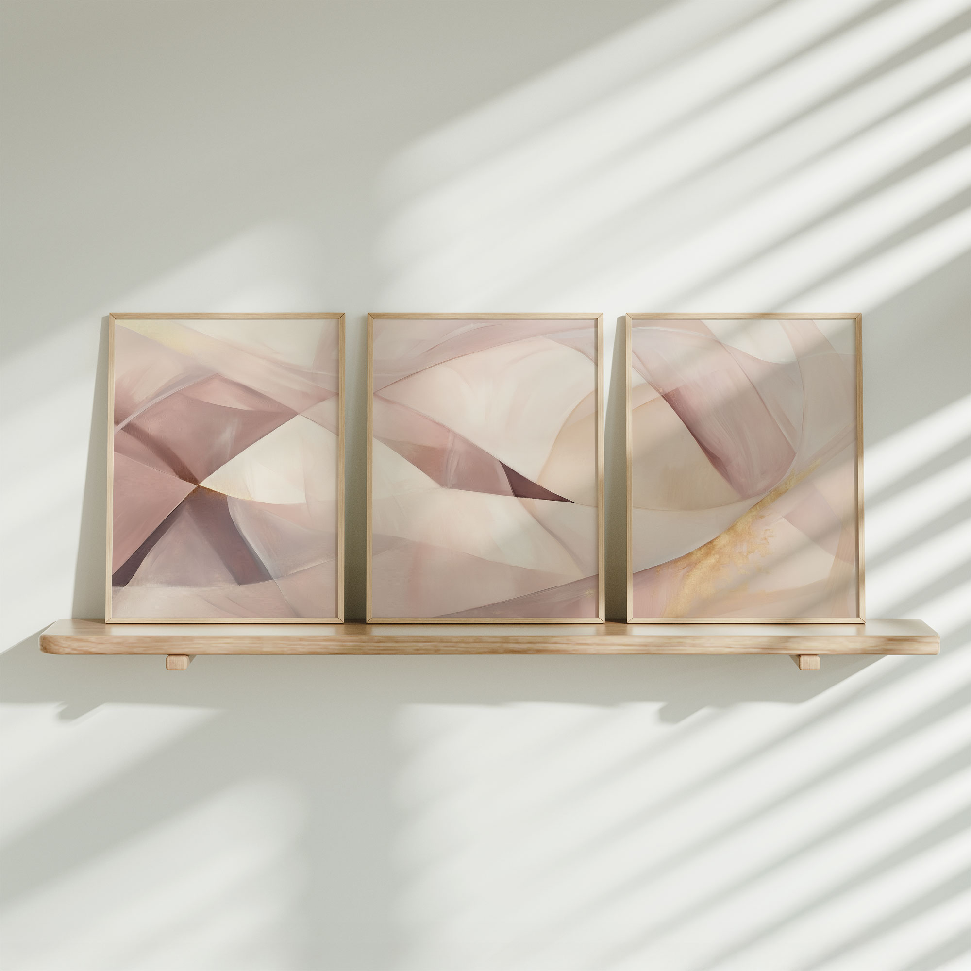 Speelse Pink & Wit Abstracte Wanddecoratie met Dynamische Vormen