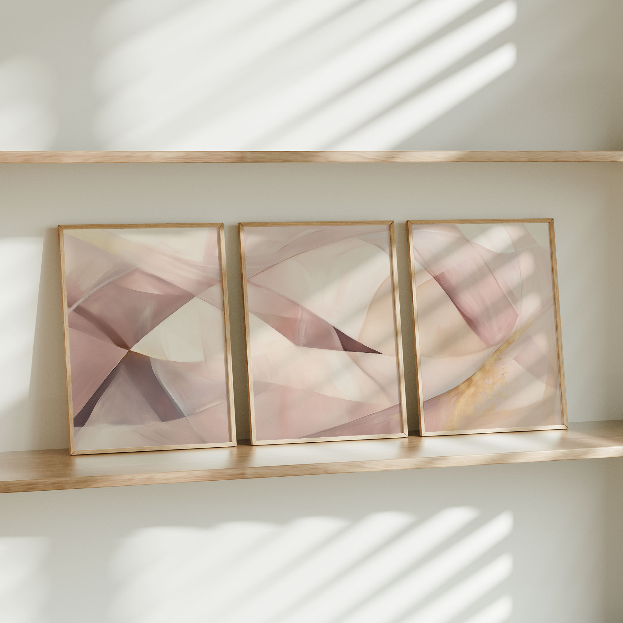 Speelse Pink & Wit Abstracte Wanddecoratie met Dynamische Vormen - Afbeelding 10