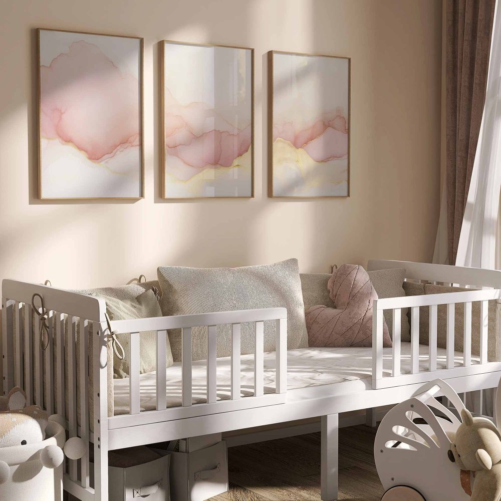 Alternative view of Zachte Roze Dromen: Abstracte Wolkensfeer in Stijlvol Design