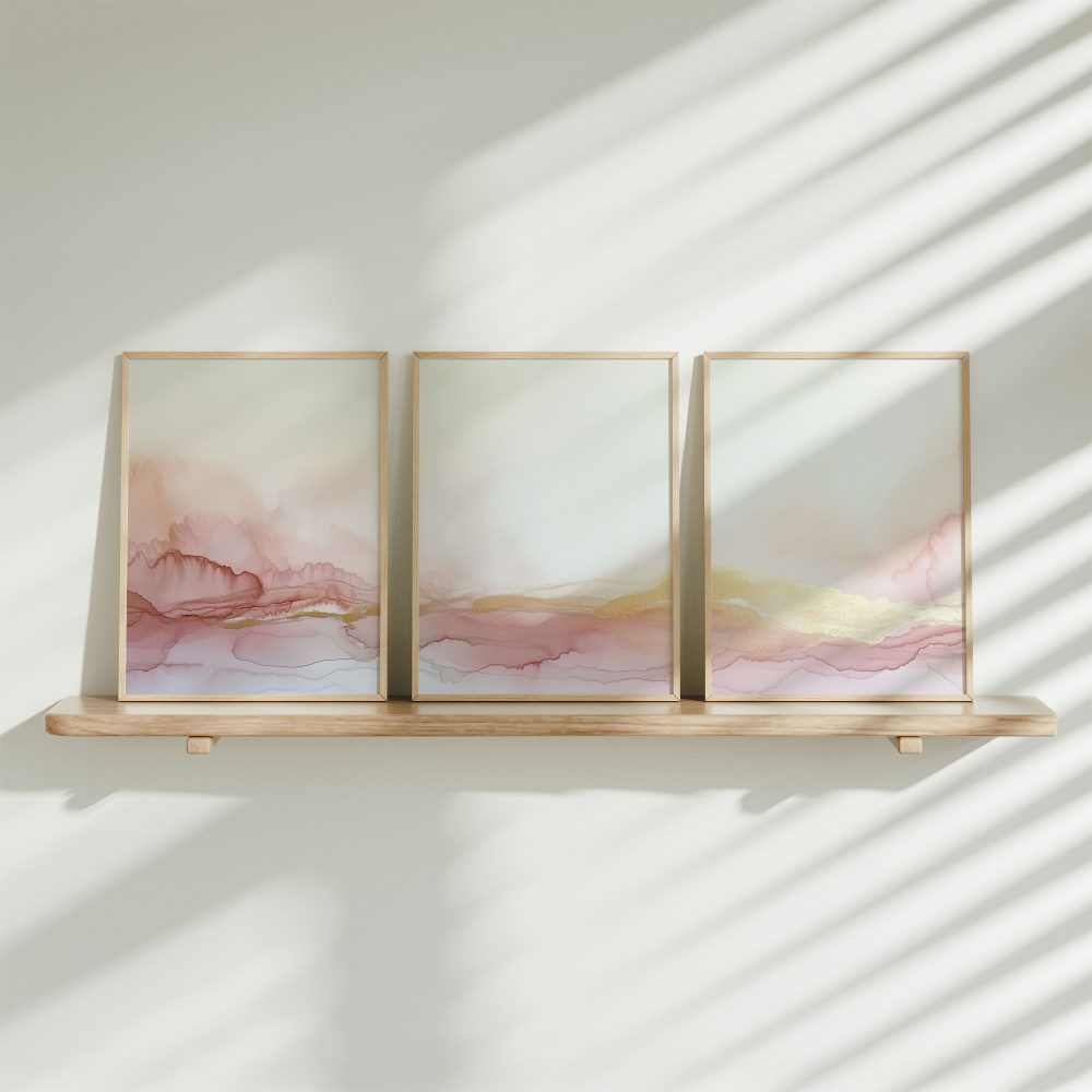 Pastel Roze Abstracte Waterverf - Elegante & Serene Wanddecoratie