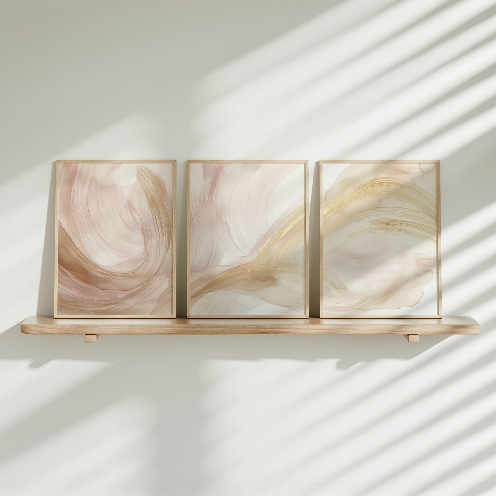 Zacht Pastel Abstract - Vloeiende Lijnen en Serene Sfeer