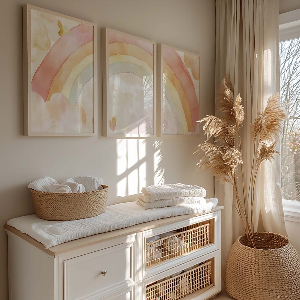 Alternative view of Vrolijke Regenboog met Zwevende Hartjes - Speels en Kleurrijk