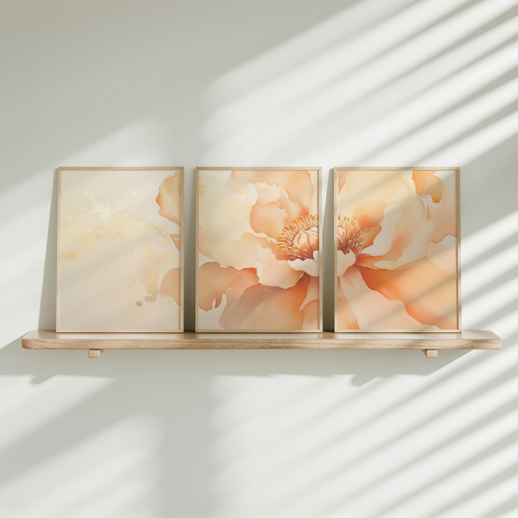 Zachte Perzikbloem – Romantische Wanddecoratie met Delicate Details