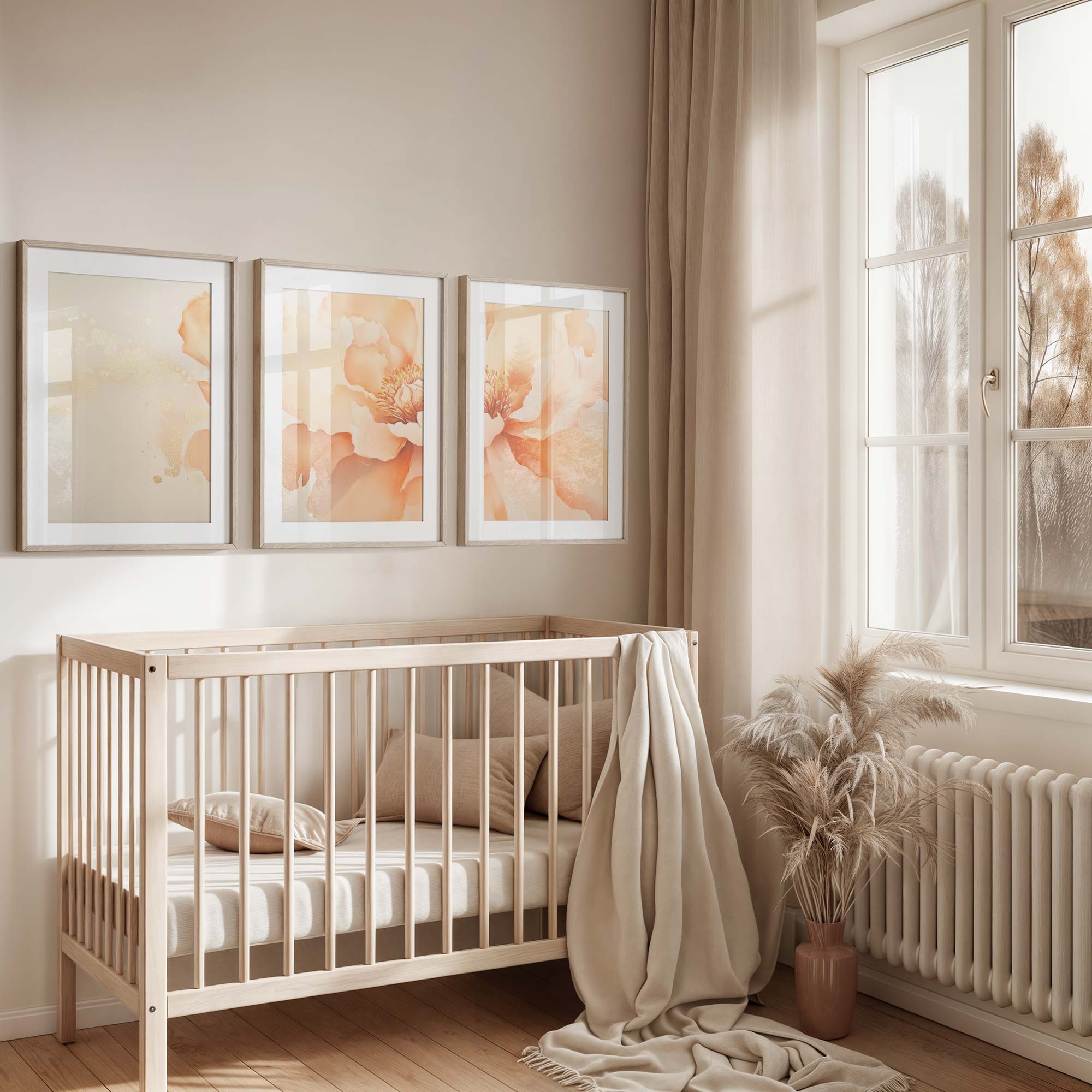 Zachte Perzikbloem – Romantische Wanddecoratie met Delicate Details - Afbeelding 7