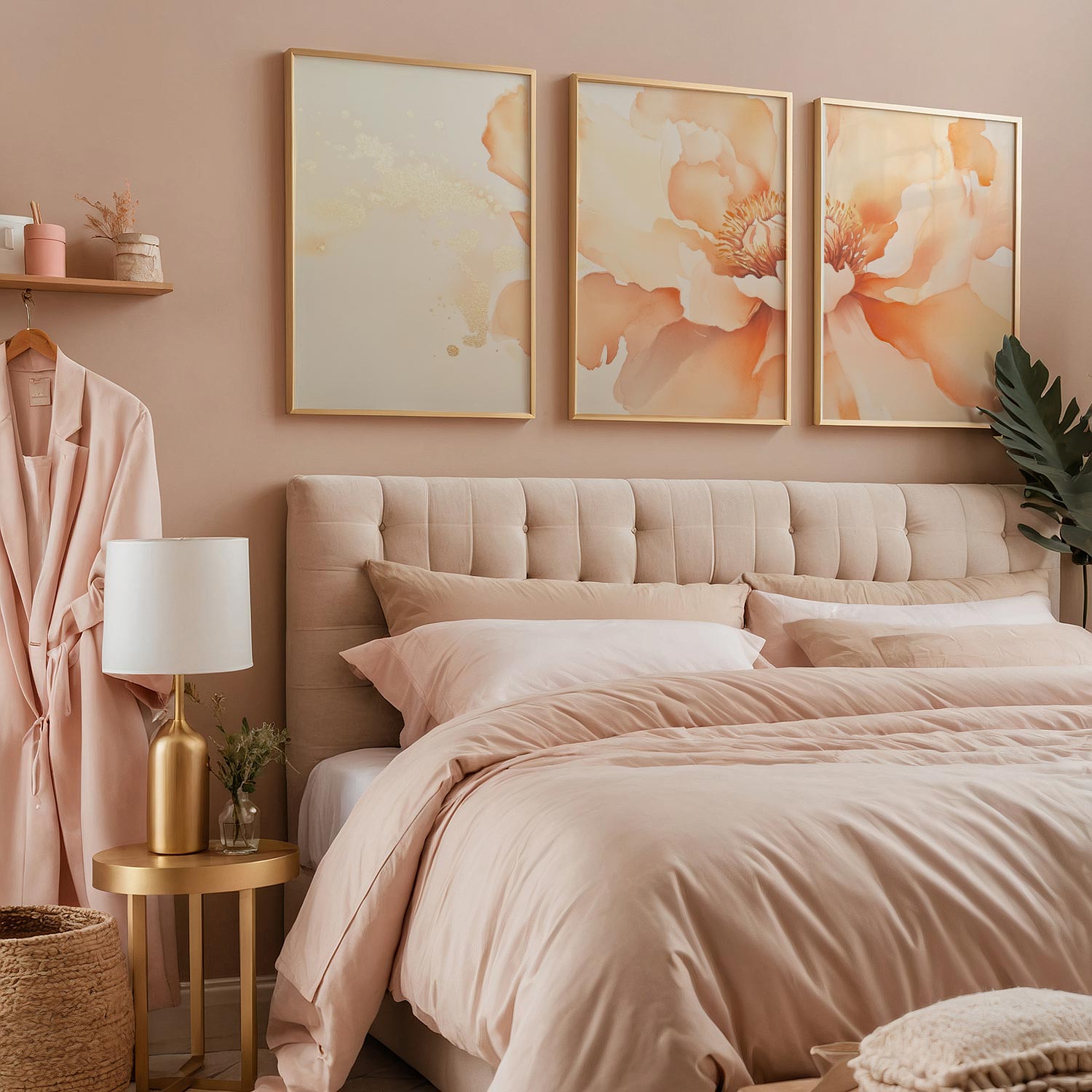 Zachte Perzikbloem – Romantische Wanddecoratie met Delicate Details - Afbeelding 9