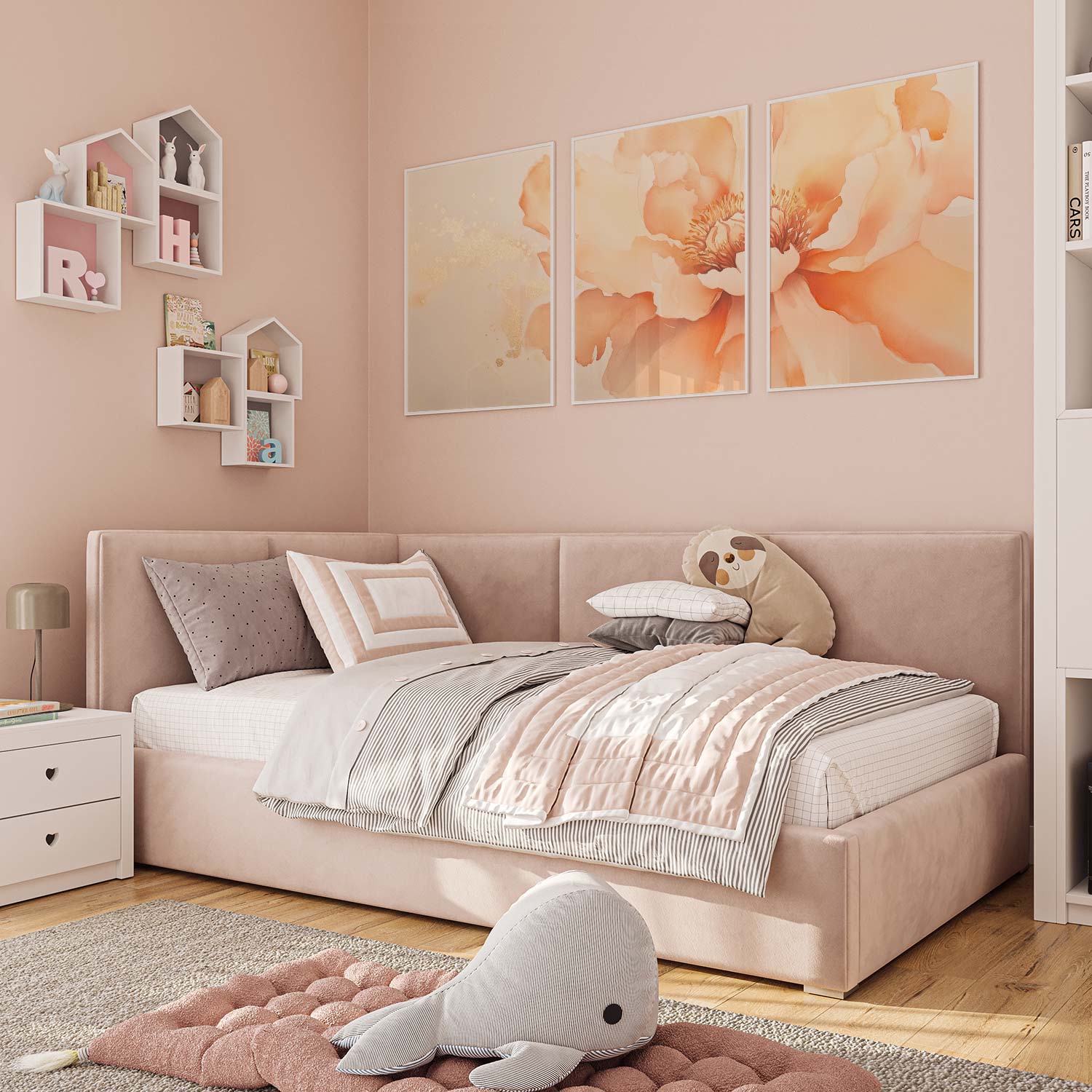 Zachte Perzikbloem – Romantische Wanddecoratie met Delicate Details - Afbeelding 12