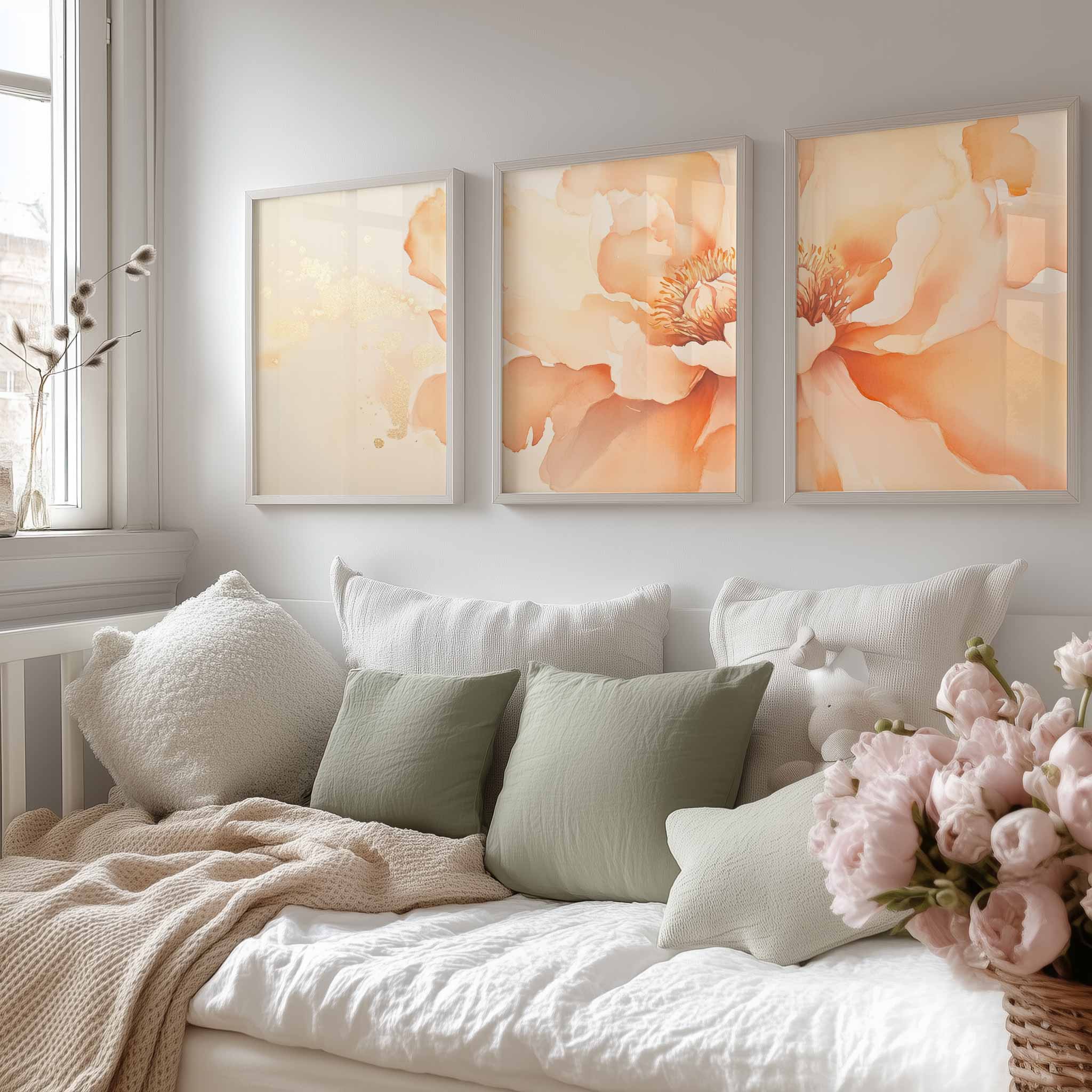 Zachte Perzikbloem – Romantische Wanddecoratie met Delicate Details - Afbeelding 13
