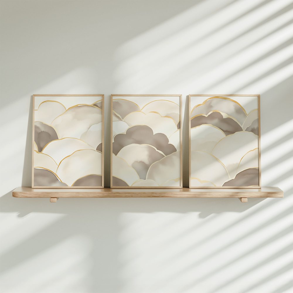 Dromerige Beige Wolken – Serene Luchtsfeer in Stijlvolle Schildering