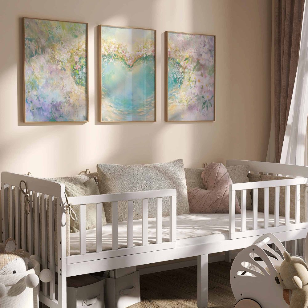 Alternative view of Pastel Hart in Bloeiende Tuin – Speelse Wanddecoratie