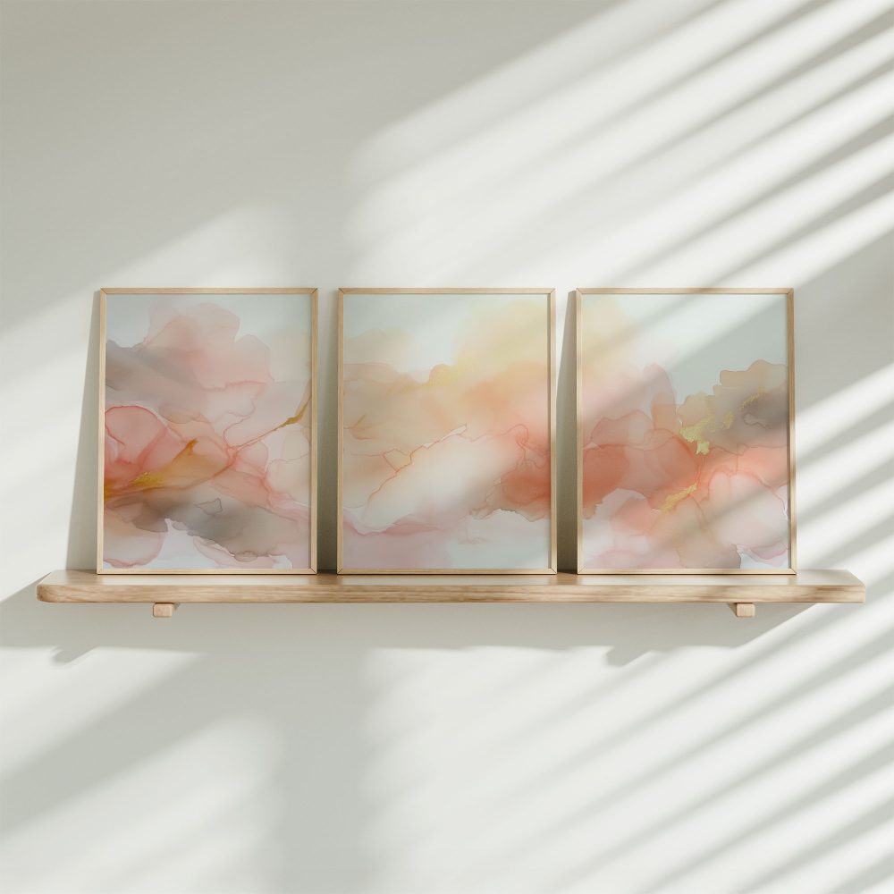 Pastel Dromen: Speelse Abstracte Waterverf in Roze, Oranje & Geel