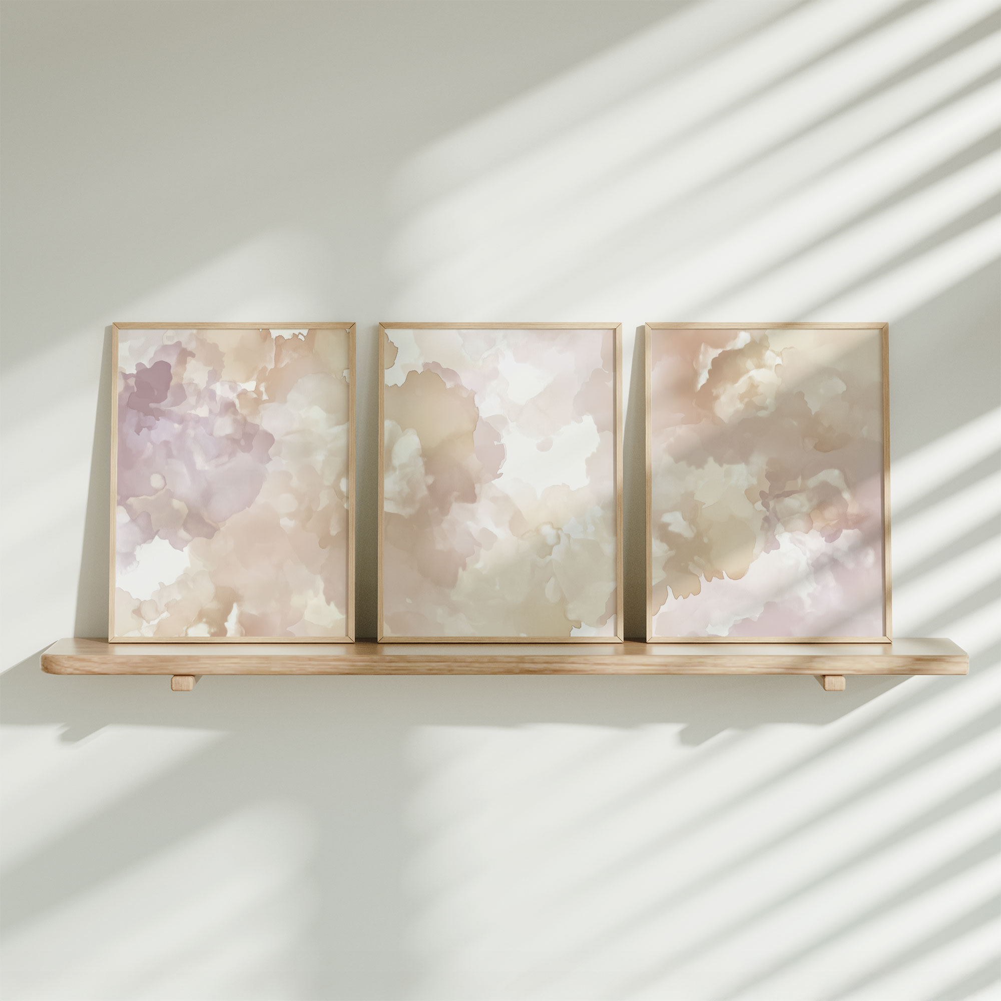 Pastel Watercolor Droom – Speelse Bloemen & Wolken Decor
