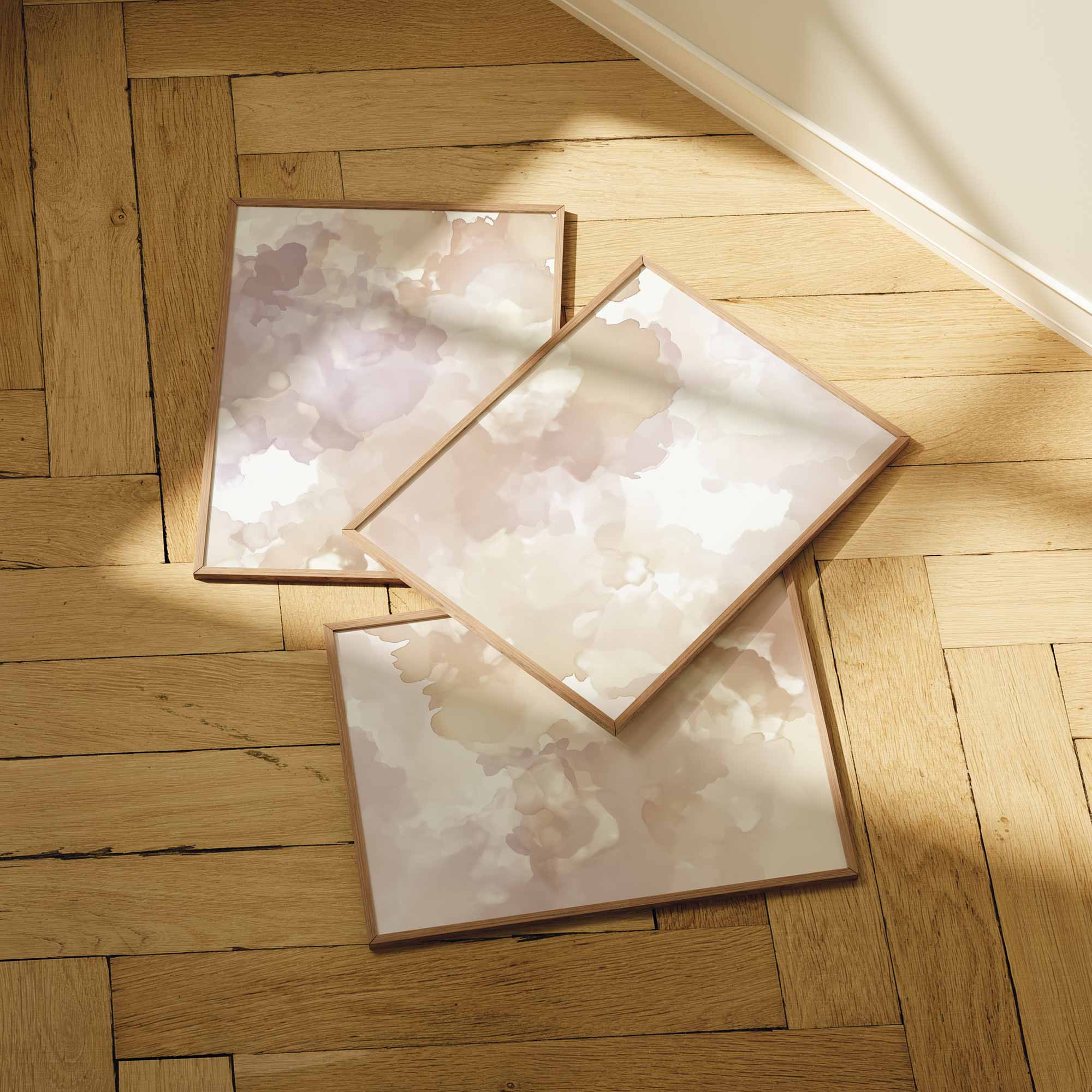 Pastel Watercolor Droom – Speelse Bloemen & Wolken Decor - Afbeelding 8