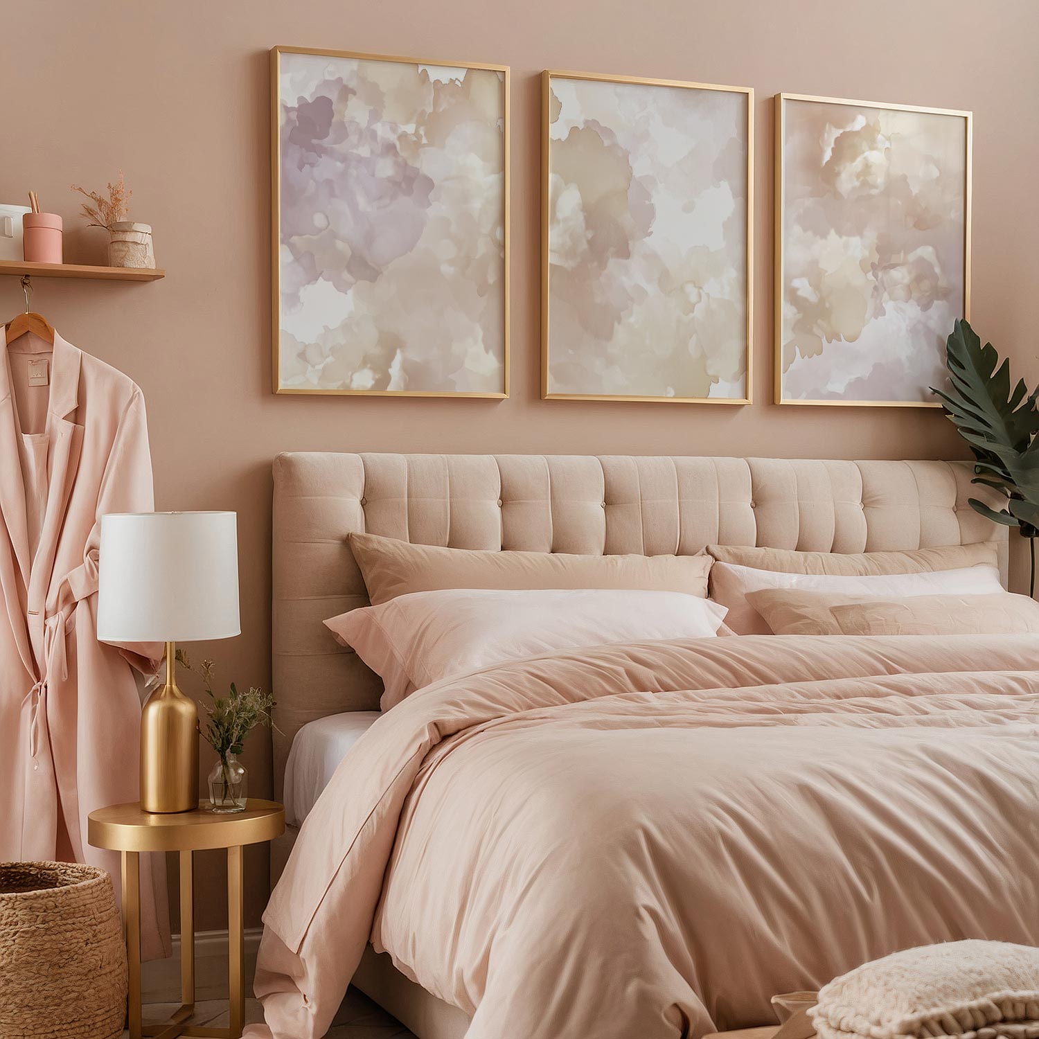 Pastel Watercolor Droom – Speelse Bloemen & Wolken Decor - Afbeelding 9