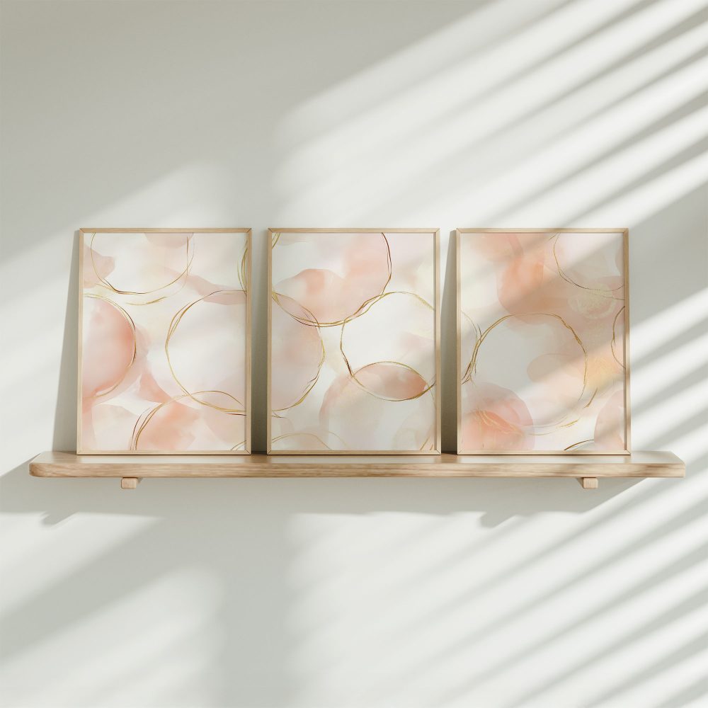 Roze Gouden Cirkels: Speels Elegant Patroon